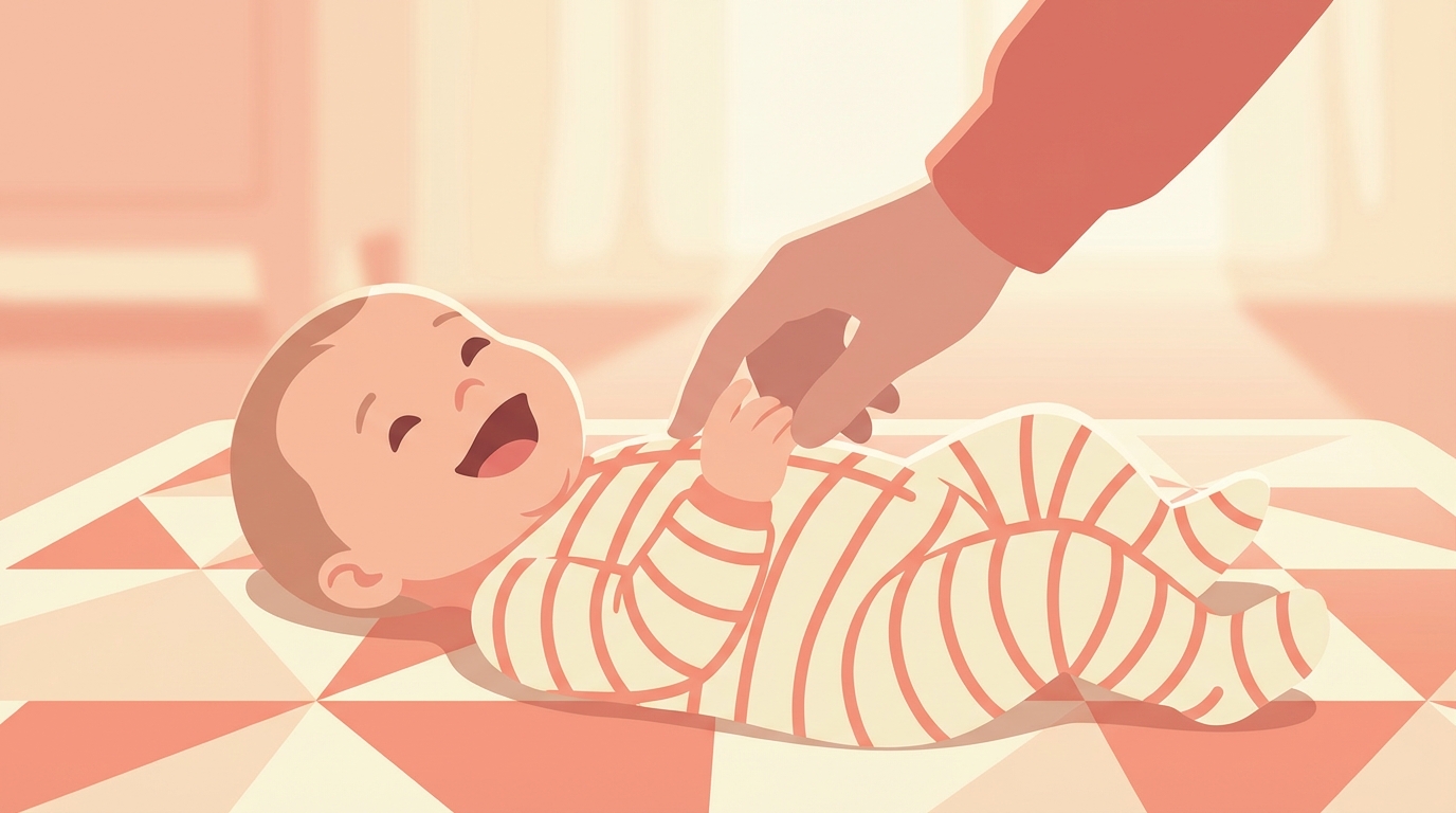 Baby babbling on a play mat